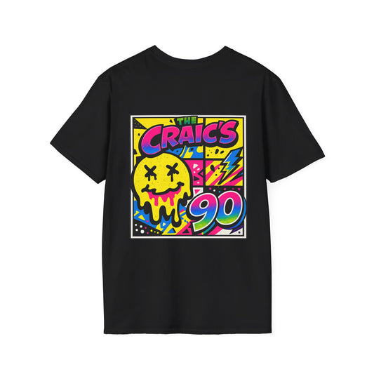 90s Retro Graphic T-Shirt Black — The Craic's 90 Neon Pop Art Tee
